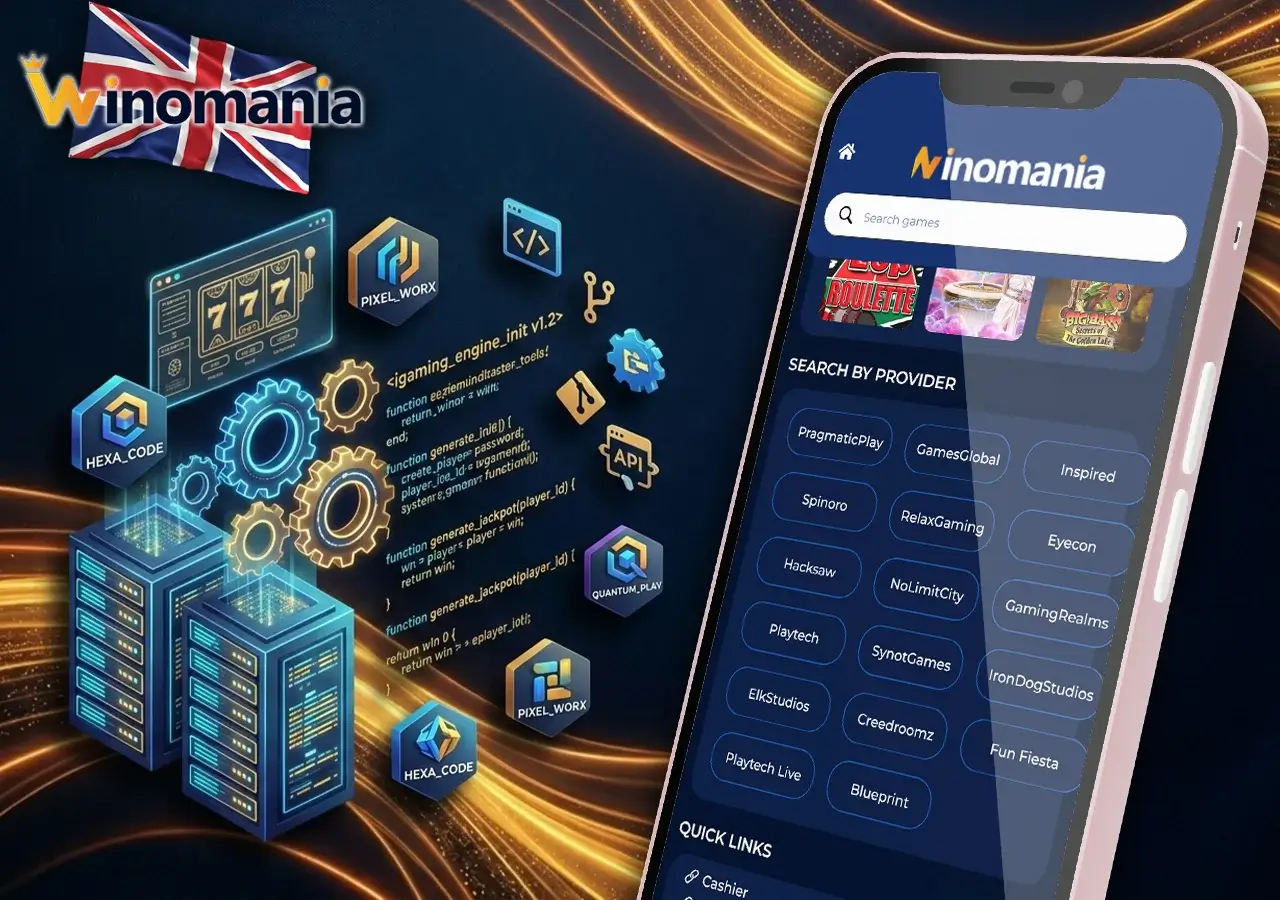 Licensed top tier iGaming software suppliers and game development studios in WinoMania.